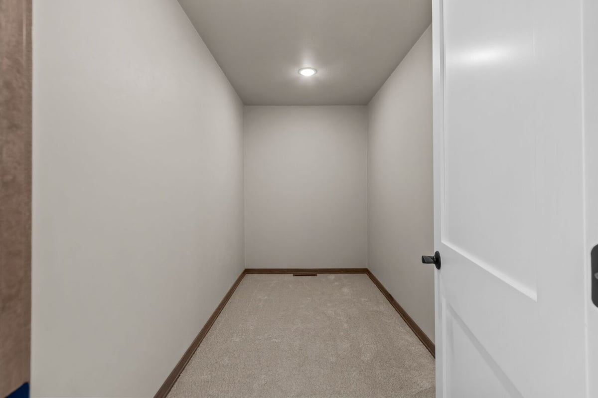 Walk-in closet with carpet flooring and recessed lighting in a Northern Wisconsin home