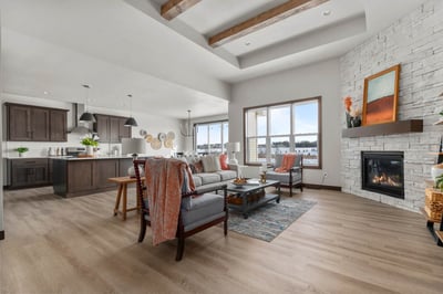 Open-concept kitchen and living room by Midwest Design Homes in Fox Cities, Wisconsin
