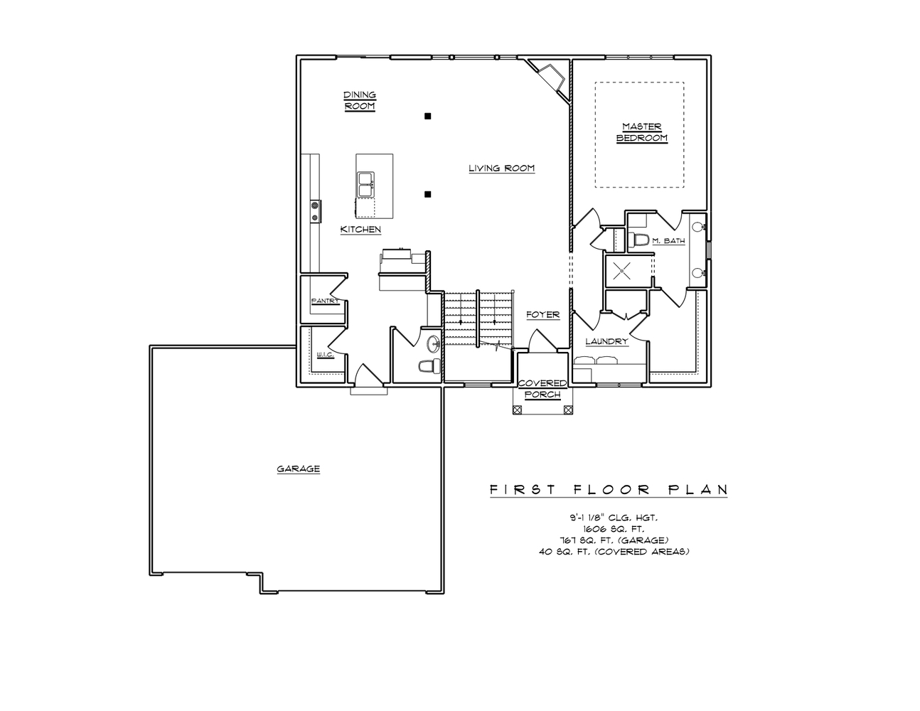 First floor plan layout of a custom home by Midwest Design Homes in Kaukauna, WI