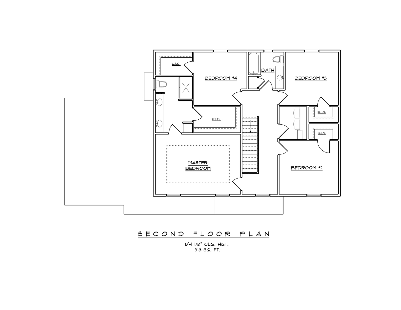 Second floor plan of a Midwest Design Homes custom home in De Pere, WI