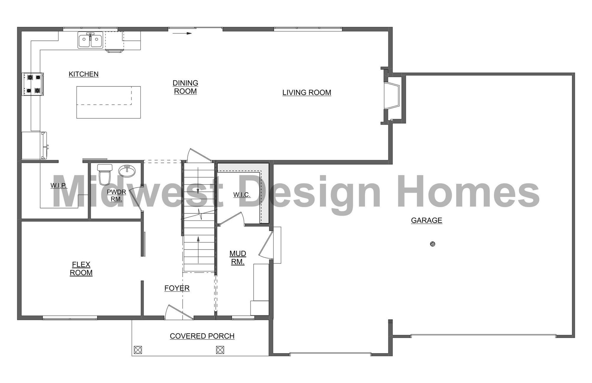 Weston first floor plan of a custom home by Midwest Design Homes in Fox Cities, WI Weston first floor plan of a custom home by Midwest Design Homes in Fox Cities, WI