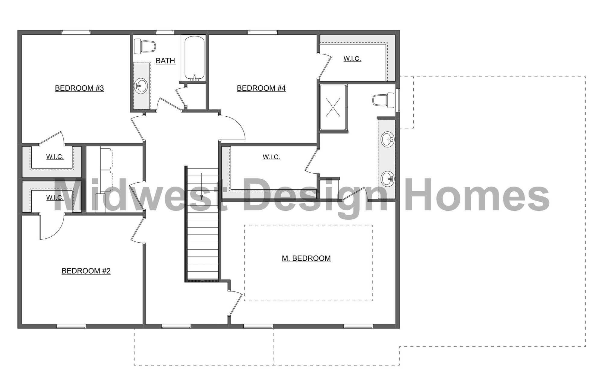 Weston second floor plan of a Midwest Design Homes custom home in De Pere, WI Weston second floor plan of a Midwest Design Homes custom home in De Pere, WI