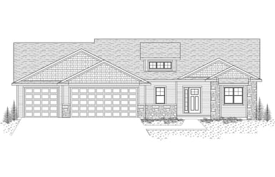 Front elevation architectural sketch of a custom Midwest Design Homes build in De Pere, WI