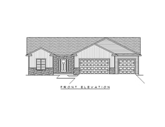Front elevation drawing of the Dalton custom home plan by Midwest Design Homes in Kimberly Heights, WI