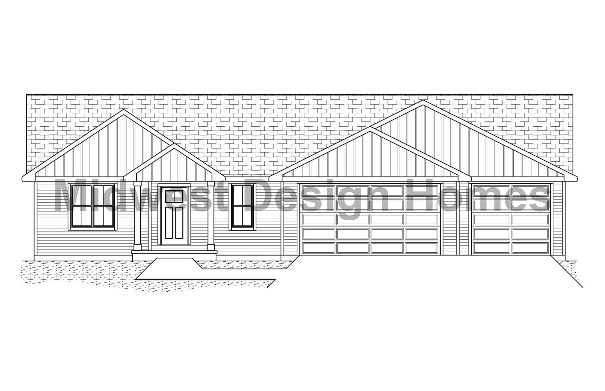 The Dayton custom home floor plan featuring three bedrooms and office by Midwest Design Homes in Kaukauna, Wisconsin