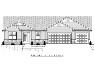 Architectural front elevation drawing of a custom home by Midwest Design Homes in Kaukauna, WI