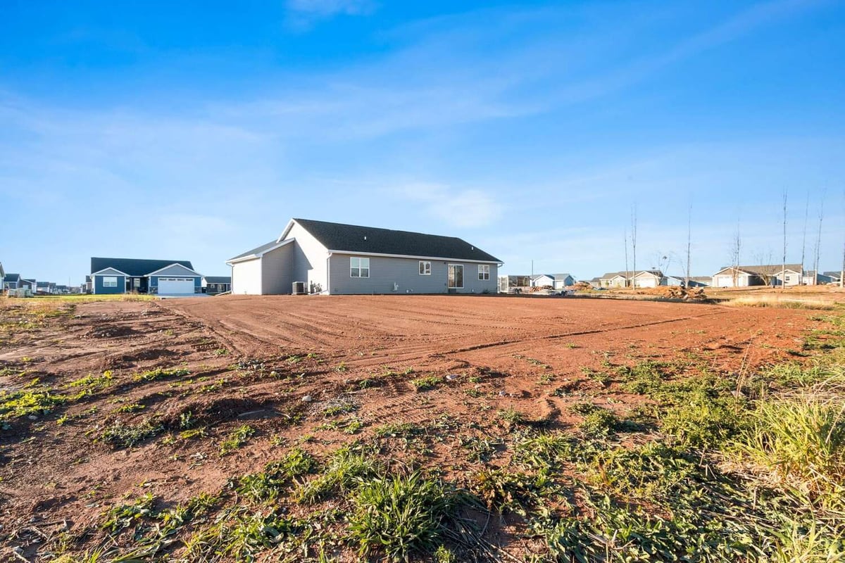 Backyard of a custom home under construction by Midwest Design Homes in Kaukauna, WI
