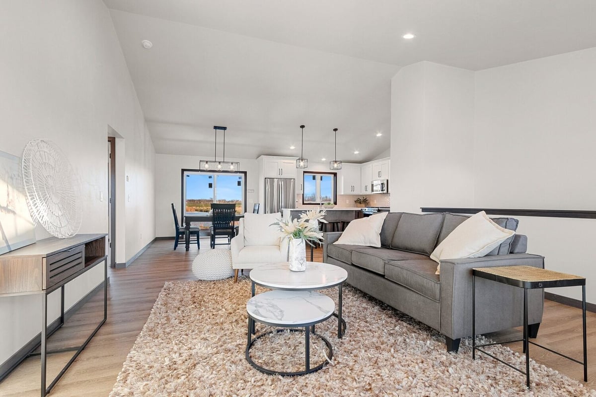 Bright and spacious living area in a Midwest Design Homes custom home in Kaukauna, WI