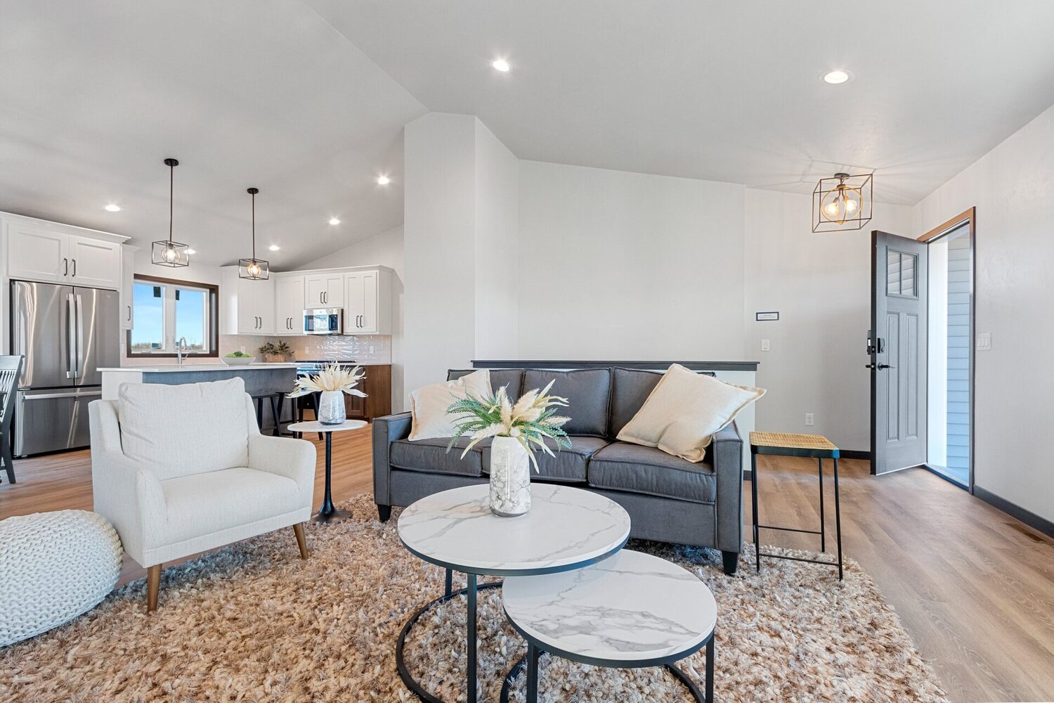 Stylish custom home living room with modern design by Midwest Design Homes in Kaukauna, WI