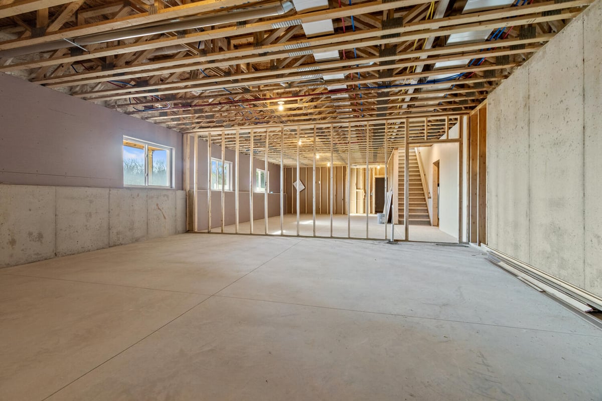 Construction-phase basement in custom home project near Green Bay, WI