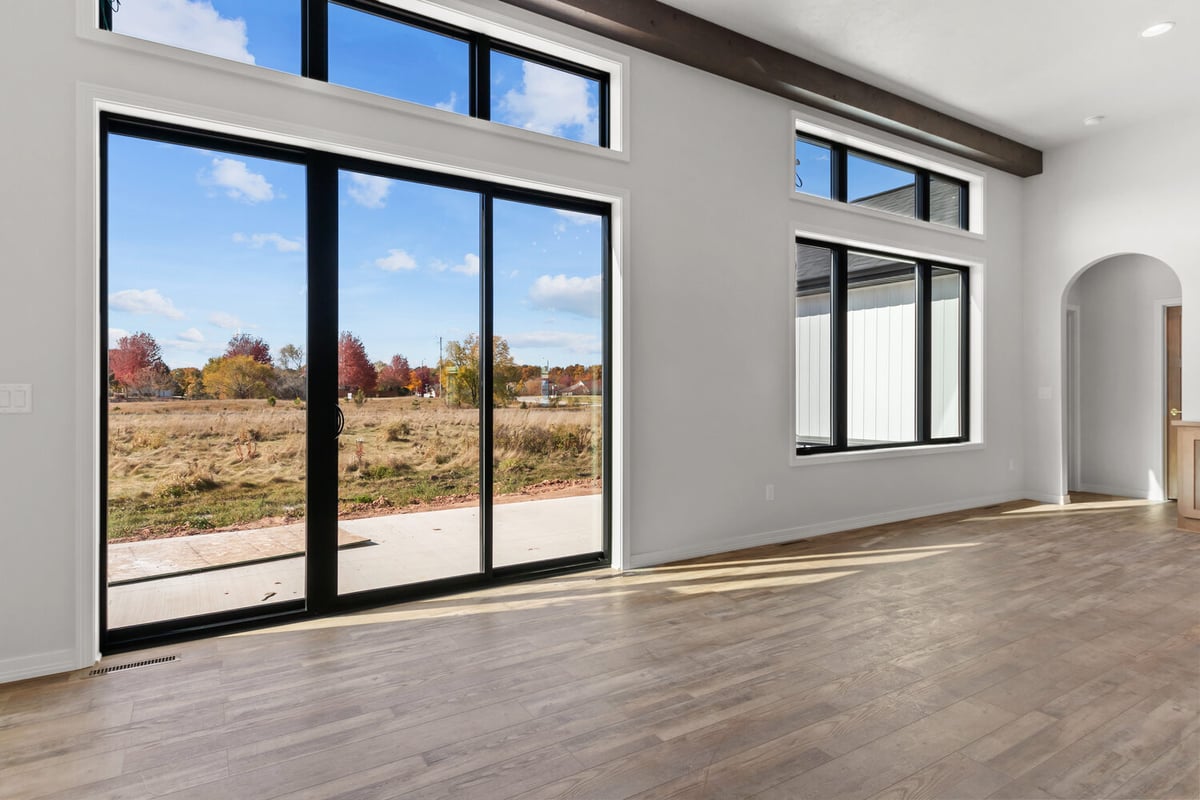 Patio doors with field view in custom home by Midwest Design Homes in Ledgeview, Wisconsin