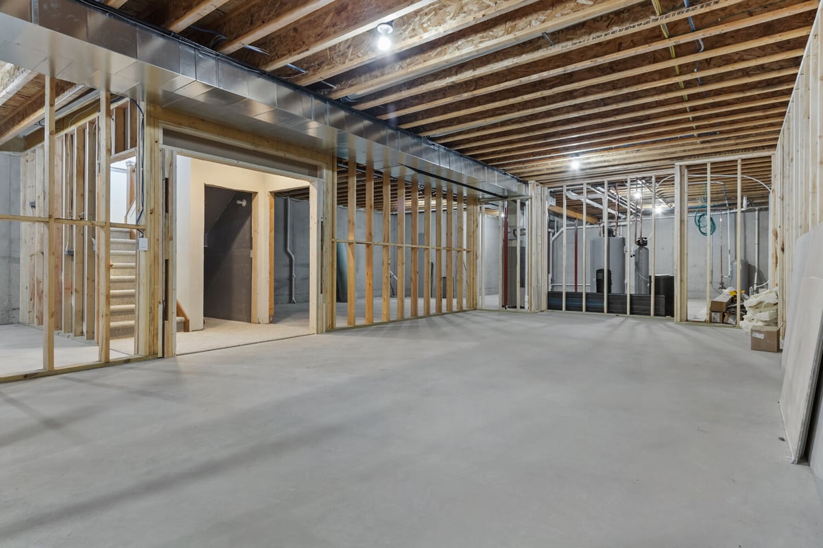 Unfinished custom basement build by Midwest Design Homes in Appleton, Wisconsin