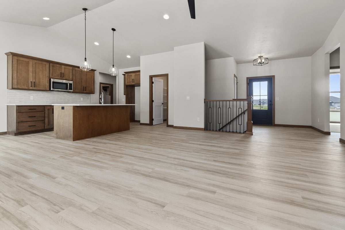 Kitchen and entryway in Appleton WI custom home by Midwest Design Homes