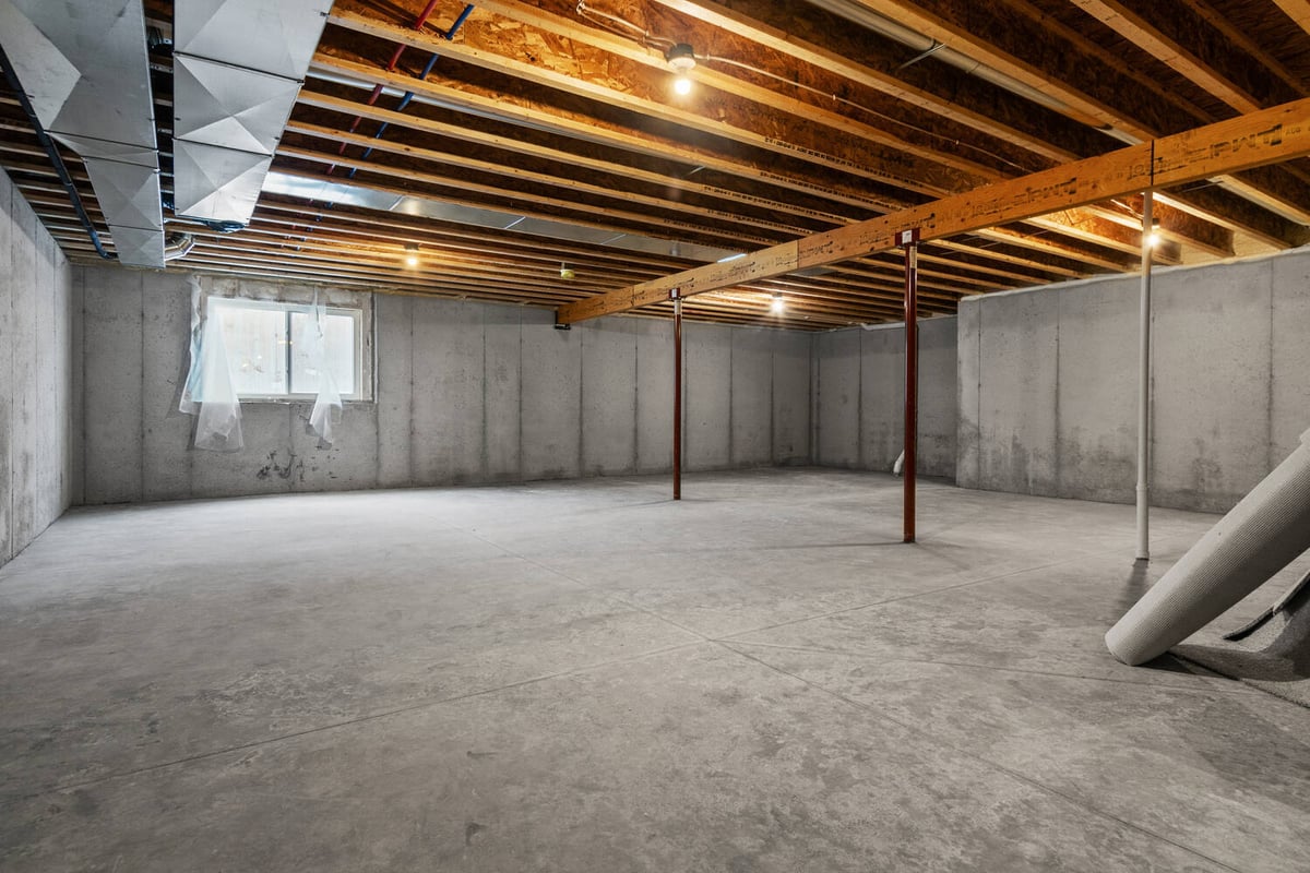 Unfinished basement space in a custom home by Midwest Design Homes in Kaukauna, WI