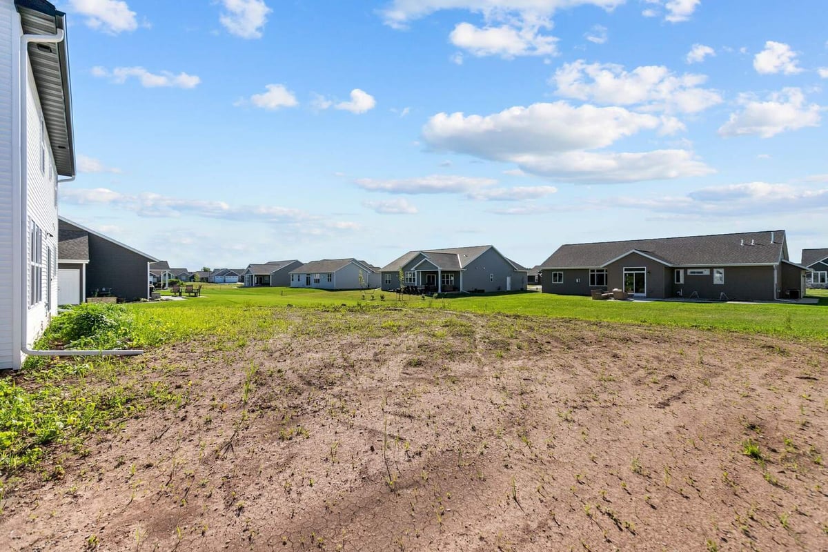 Backyard of new custom home build in Wisconsin by Midwest Design Homes