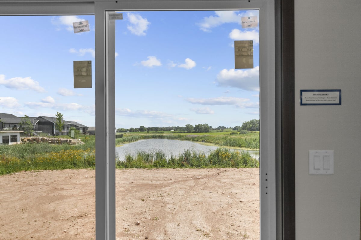 Pond view from inside custom home by Midwest Design Homes in Kaukauna, WI